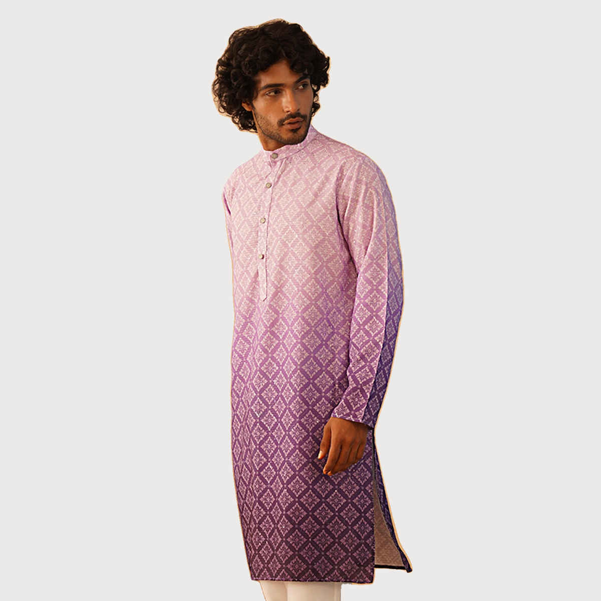 Jompers Men's Kurta | Ko 5074 | Purple - M