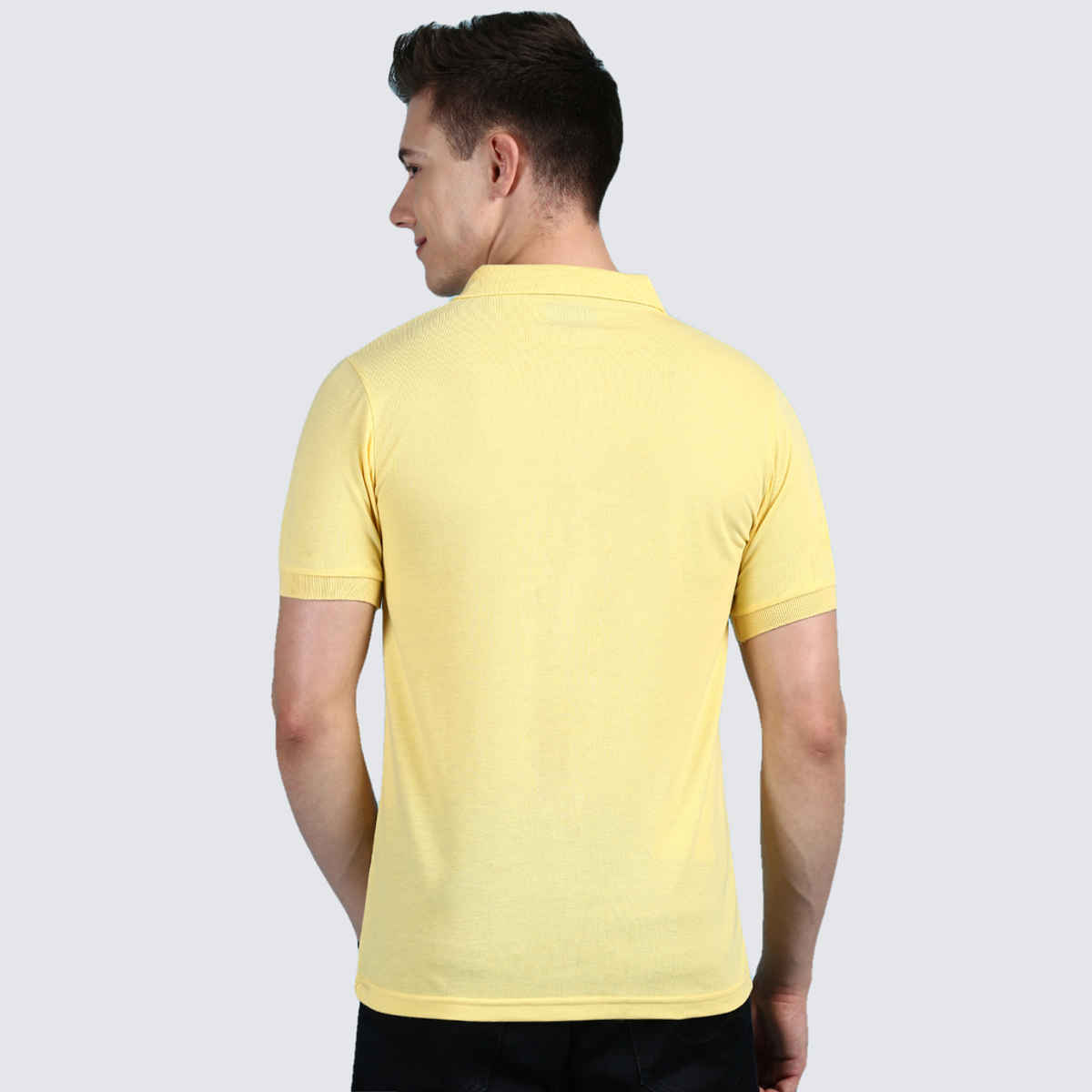 Lux Cozi Men's Solid Cotton Polo T-shirt with Pocket | Yellow - S