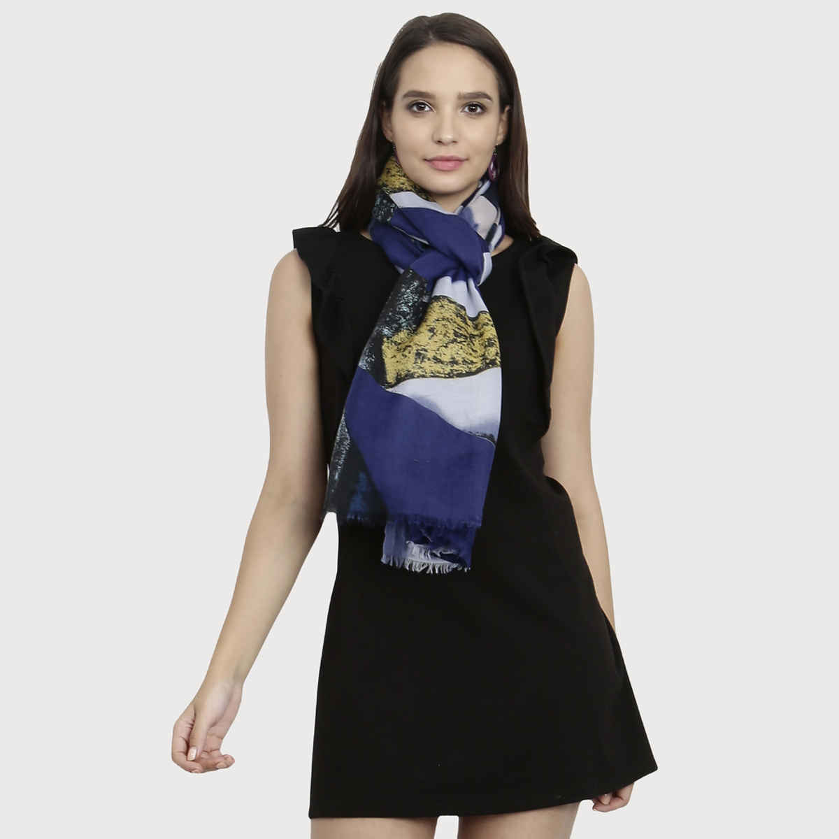 Fabseasons Women's Cotton Viscose Blend Scarf | Blue - One Size