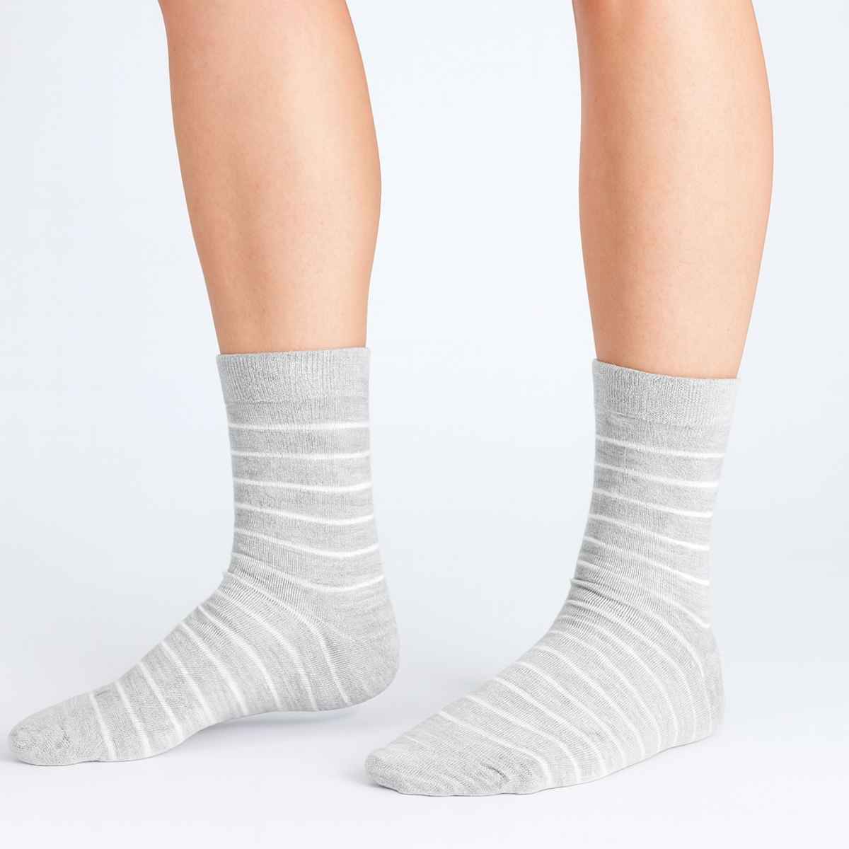 Royal Mart Unisex Striped Cotton Blend Ankle Length Socks | Light Grey - Free Size