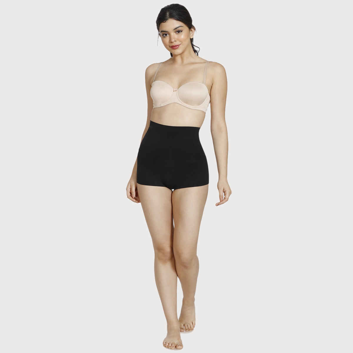 Zivame Women's Tummy Control Midwaist Boyshort | Black - XL
