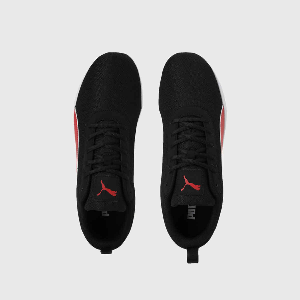 Puma Men's Supreme Comfort Running Shoes | Black, White and High Risk Red - UK 6