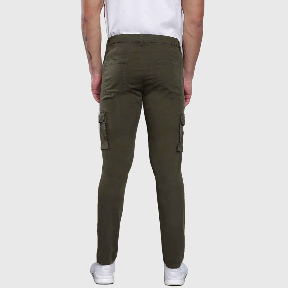 Dennis Lingo Men's Tapered Fit Cotton Cargos Trousers | Olive | 36