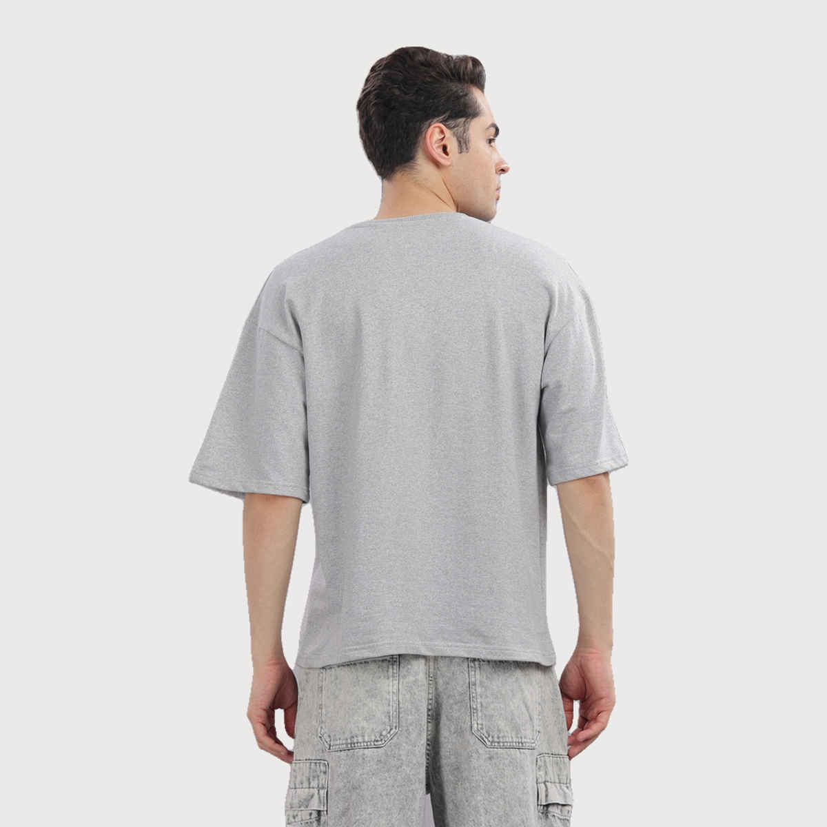 Springman Men Cotton French Terry Oversized T-shirt | Grey - S