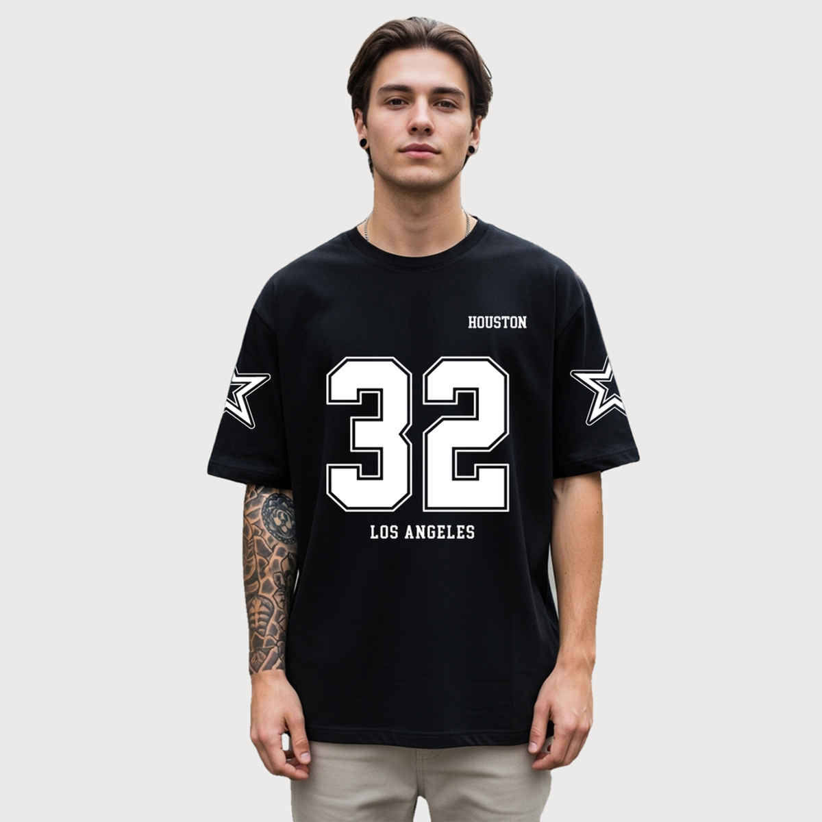 BENNY BROOKS Men's Round Neck half sleeve Oversized T-shirt |AA(ARN)BLACK43 | Black - M