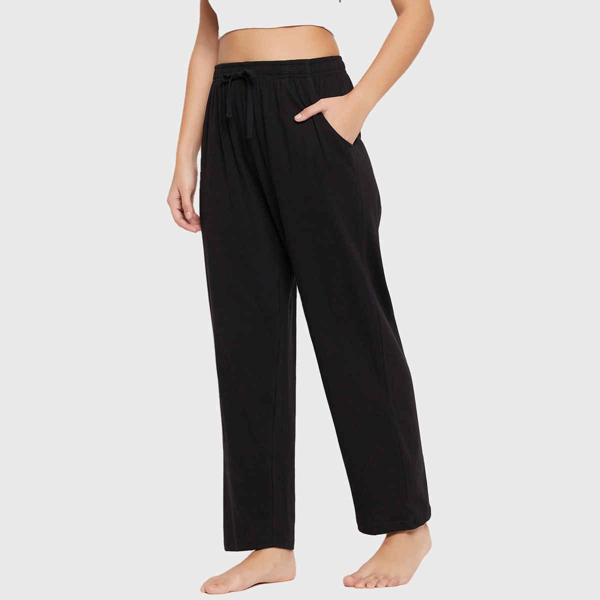 Clovia Women's Cotton Rich Pyjama | Black - 3XL