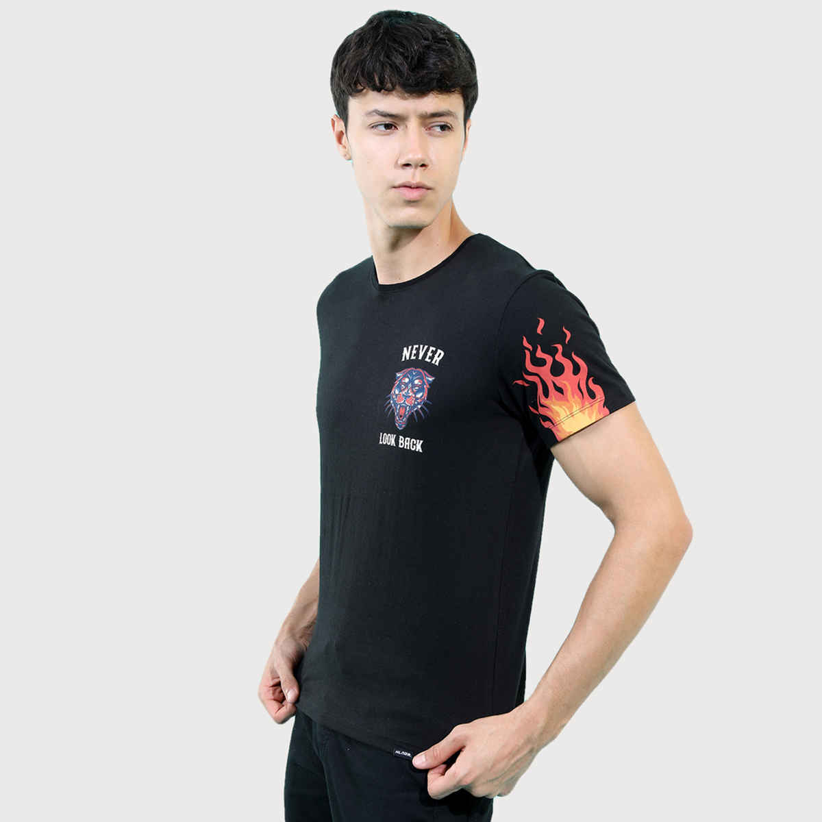 HIGHLANDER Men's Printed Cotton T-shirt | Jet Black - M