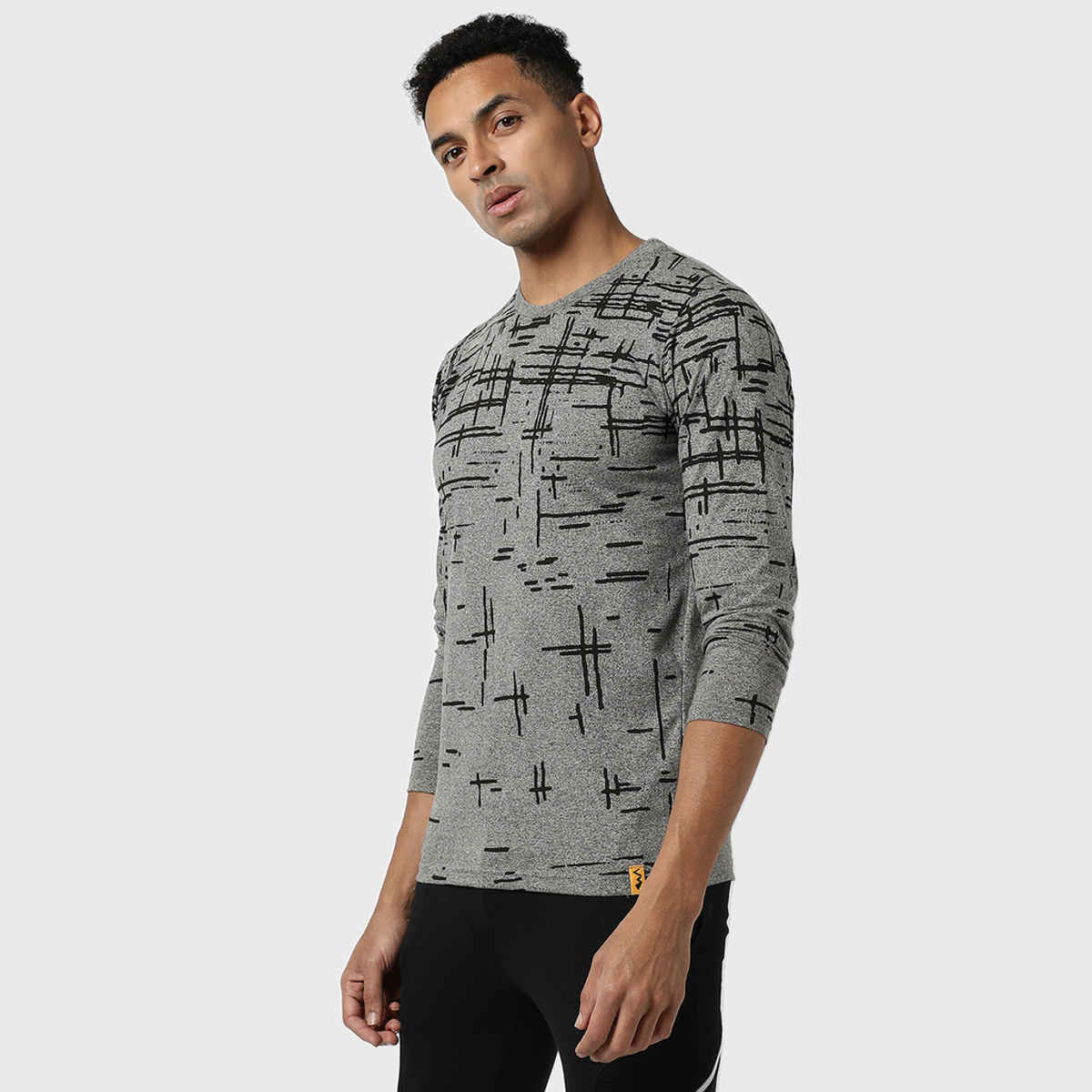 Campus Sutra Men's Printed Casual T-shirt | Grey - L