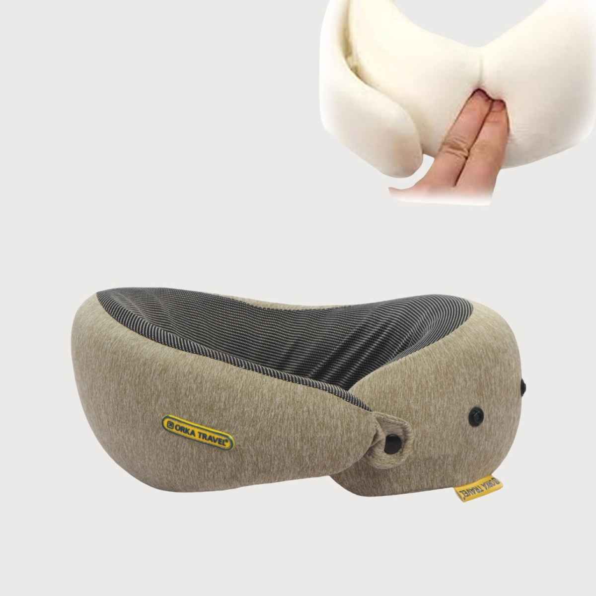 ORKA Unisex Solid Melange Neck Pillow | Brown - One Size