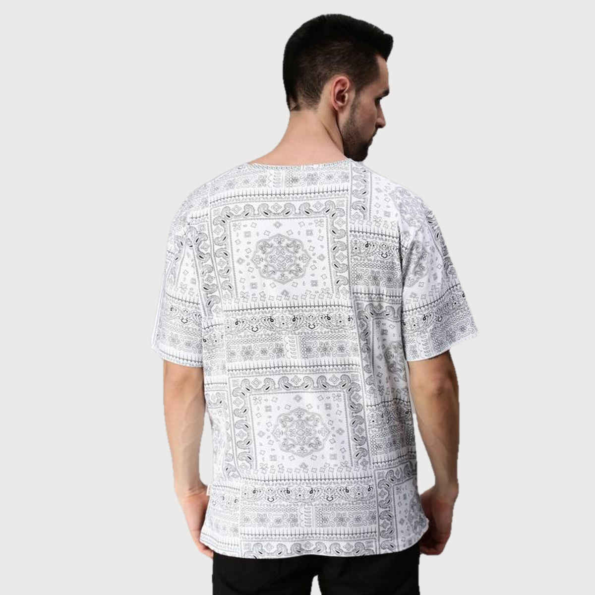 VEIRDO Men's Printed Oversized T-shirt | OS 100 785 W | White - S