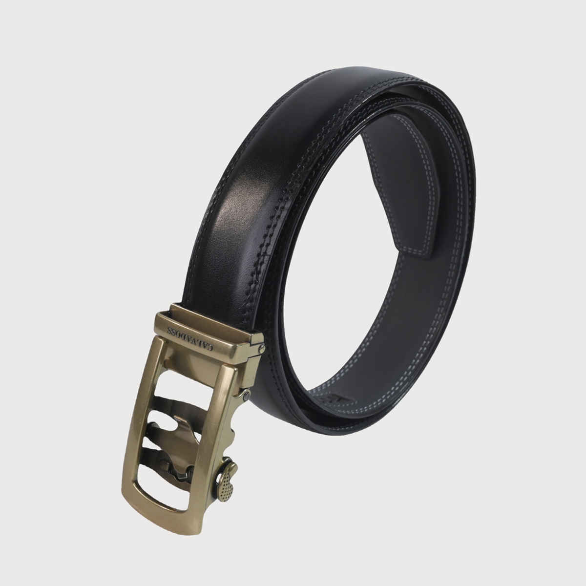 Calvadoss Men's Premium Comfort Fit Solid Gear PU Belt | Antique Gold