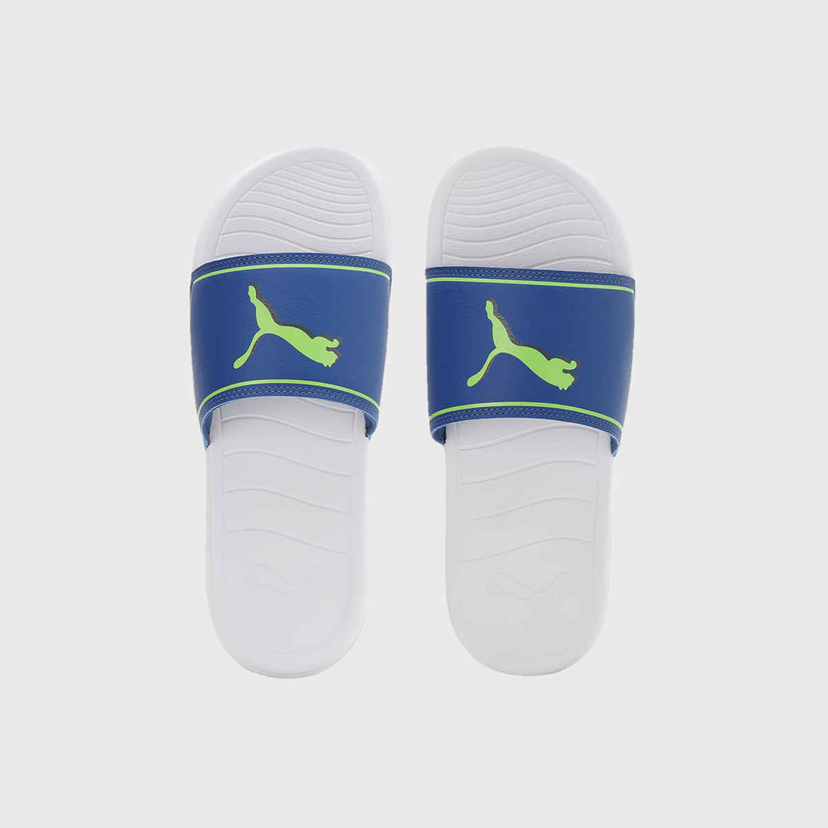 Puma Marine Unisex Slides | White-New Navy-Fizzy Apple | Size - UK 8