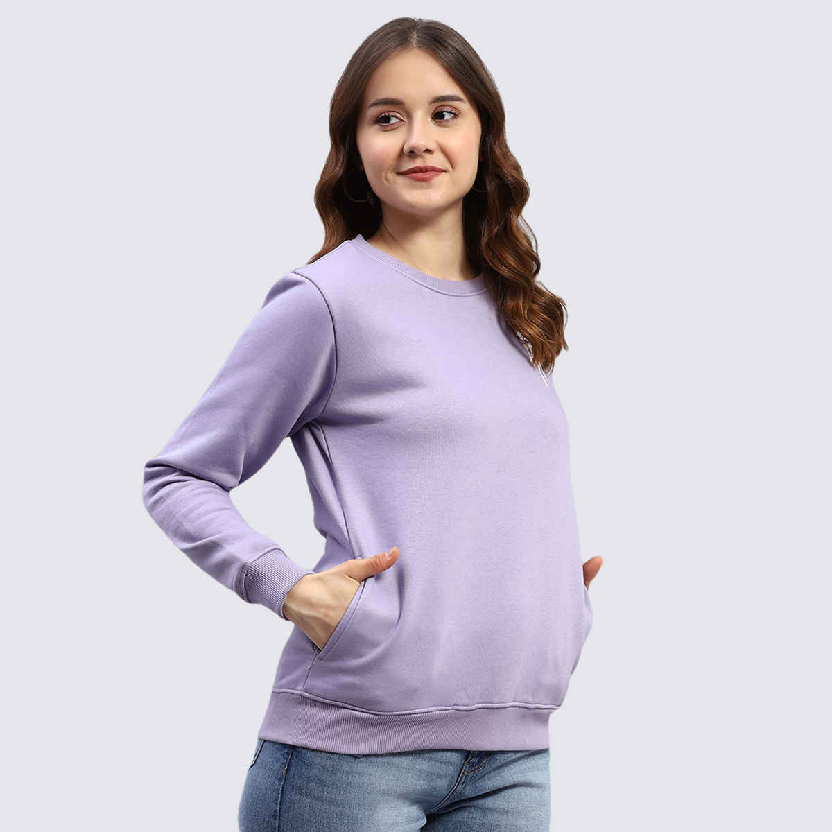 Rock.It By Monte Carlo Womens Lavender Round Neck Full Sleeve Sweatshirt | 2240102610-2-38 | L
