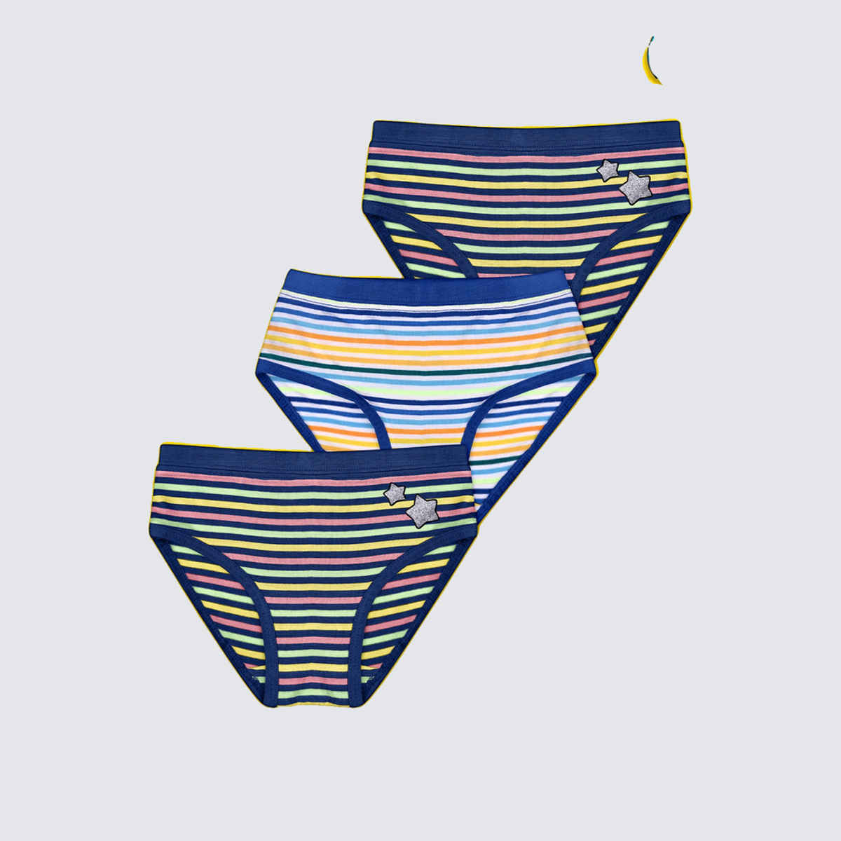 XY Life Hipsters for Girls, Tencel Modal, Antimicrobial - Multi Stripes | 7-8Y| Pack Of 3 Panty