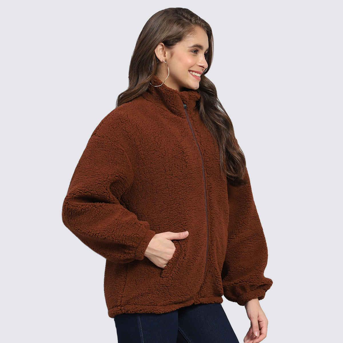 Rock.It By Monte Carlo Womens Rust Solid Mock Neck Full Sleeve Jacket | 2240102644-1-38 | L
