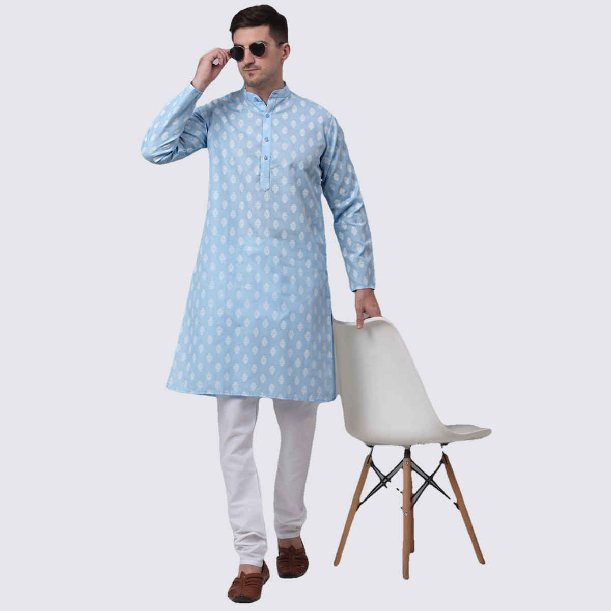 Jompers Men's Kurta | Ko 650 | Sky - XL
