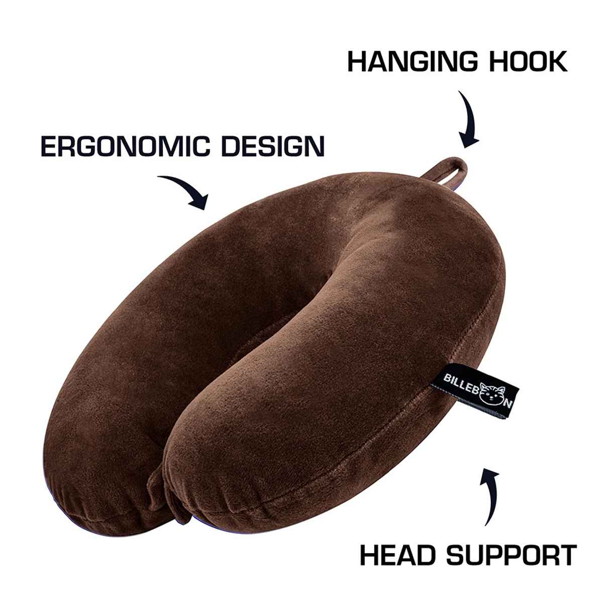 Billebon Unisex Silk Neck Pillow with Eye Mask | Brown