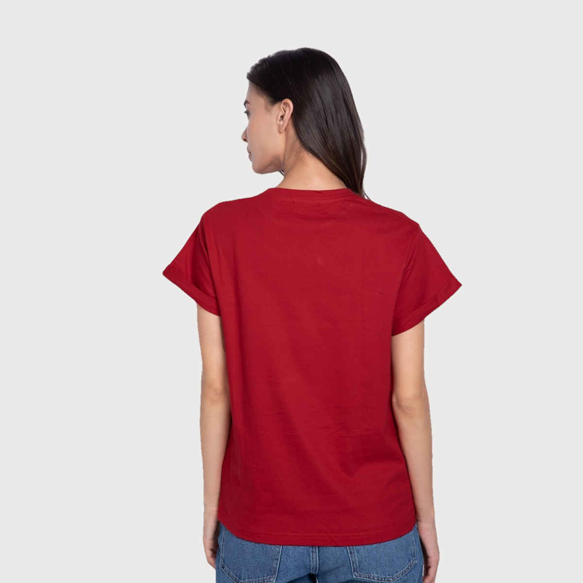 Bewakoof Women's Inner Peace Graphic Printed Boyfriend T-shirt | Red - XL