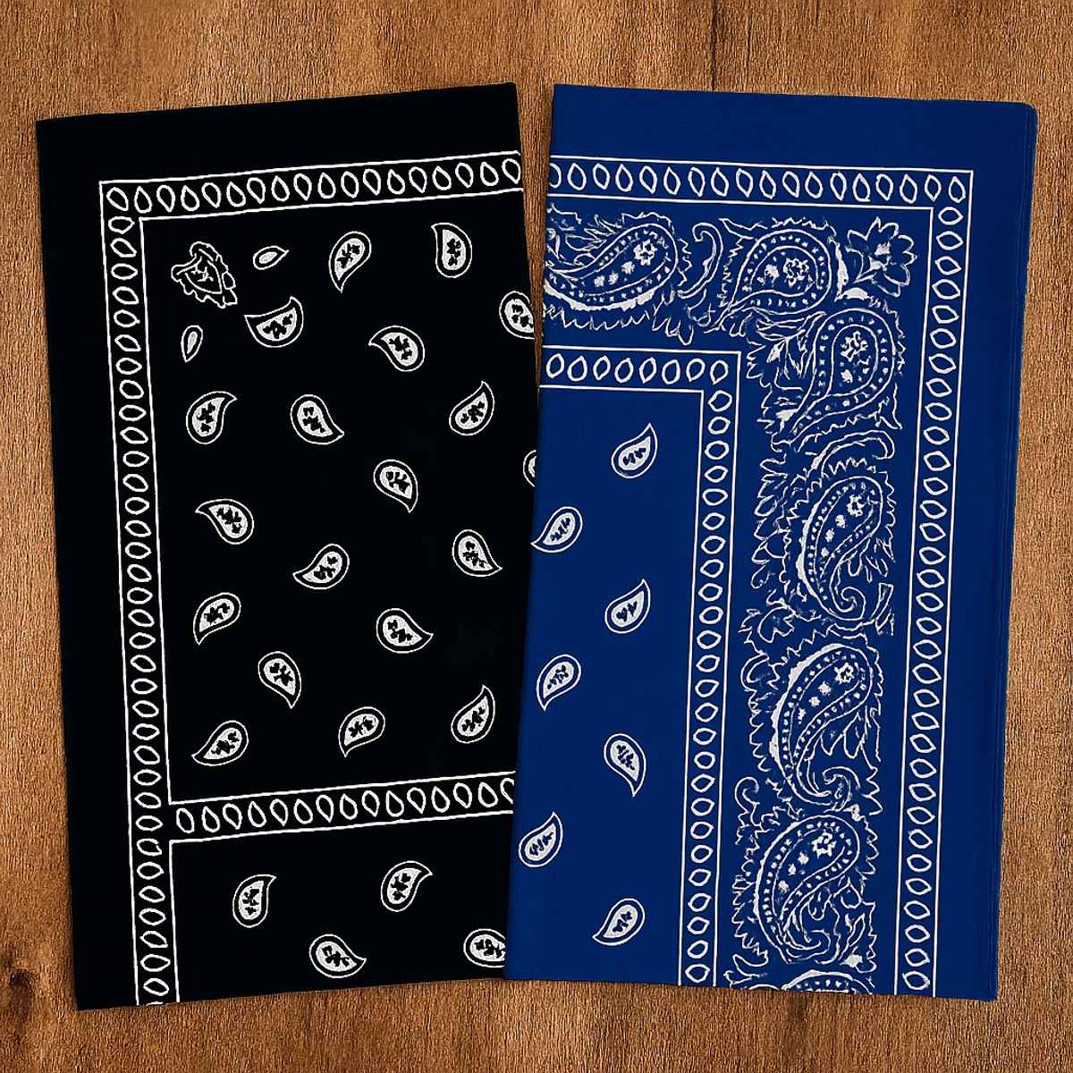 Royal Mart Unisex Cotton Blend Bandana | Black and Blue - One Size