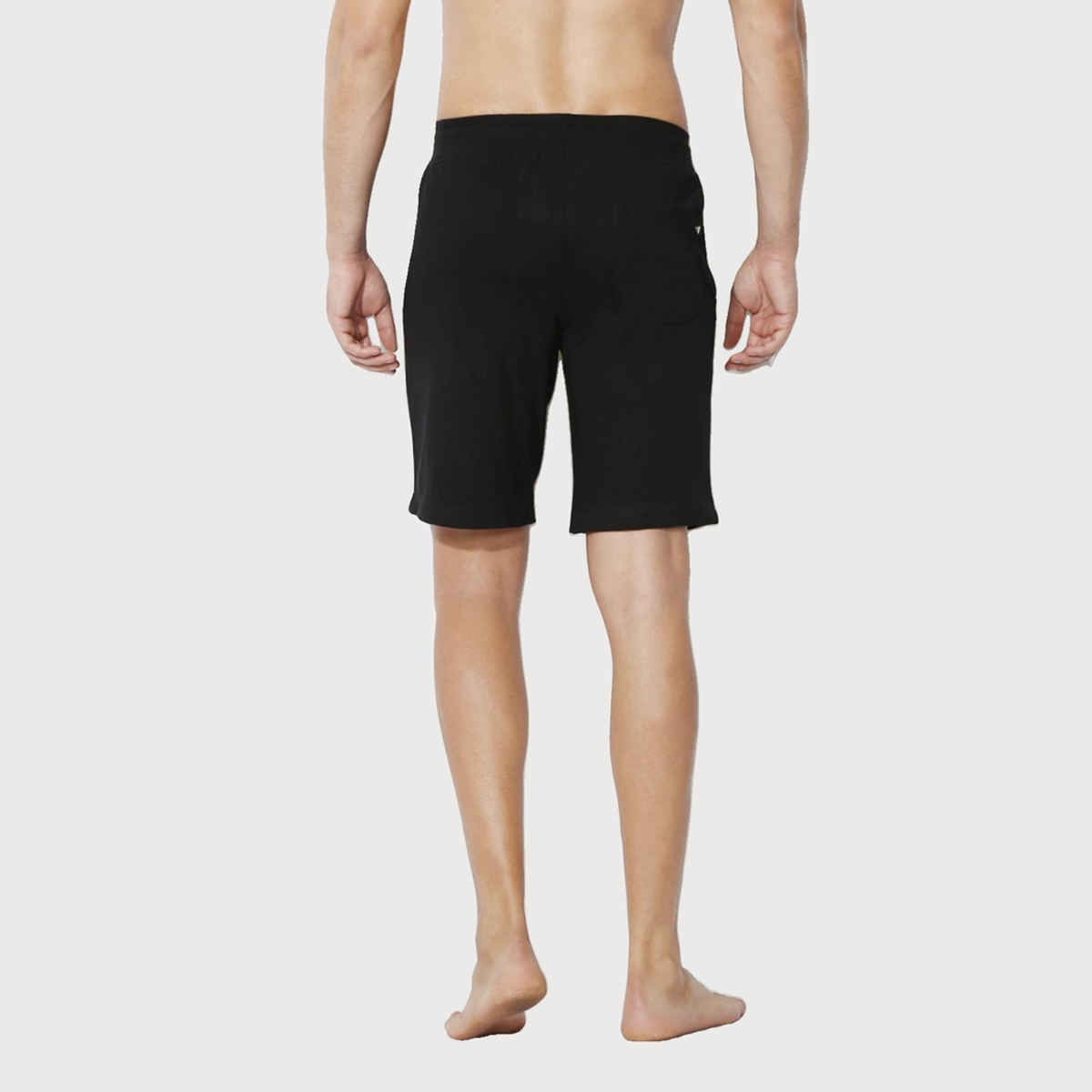 Van Heusen Athleisure Men Cotton Black Solid Smart Tech Easy Stain Release Knit Shorts |M