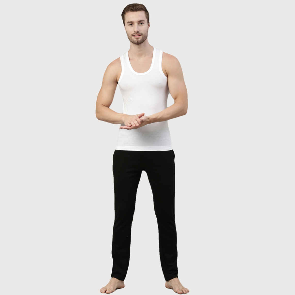 Dixcy Scott Men's Solid 100% Combed Cotton Itch - Free U-neck Sleeveless Vest | White - L