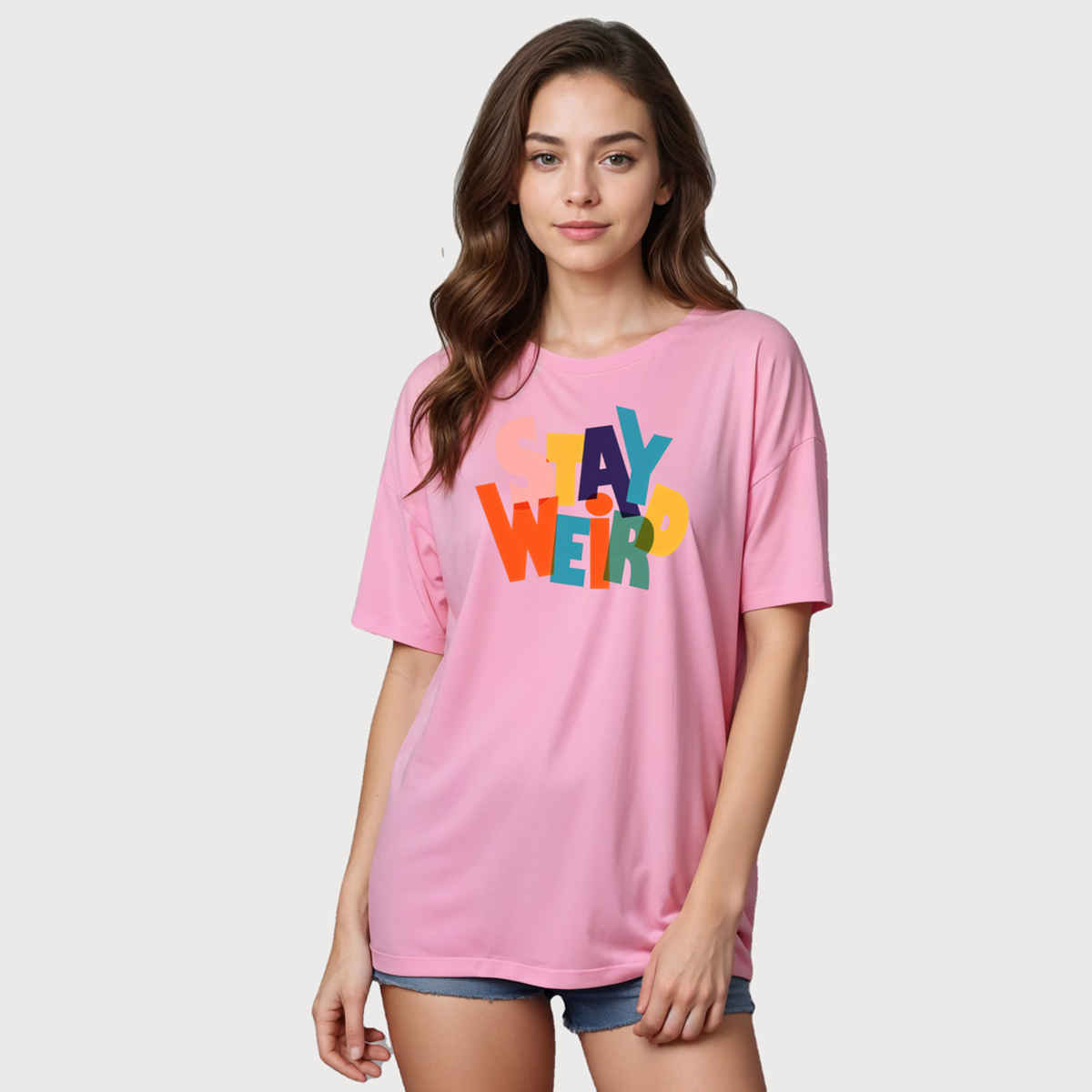 Smartees Women's Oversize Printed T-shirt | WW - 2037 | Pink - L