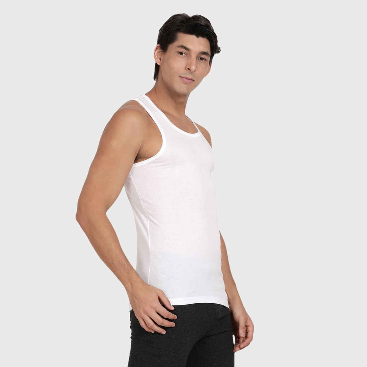 Pepe Jeans Mens White Cotton Solid Vest - Pack of 2 (M) Comfort Fit, Soft Fabric, Breathable