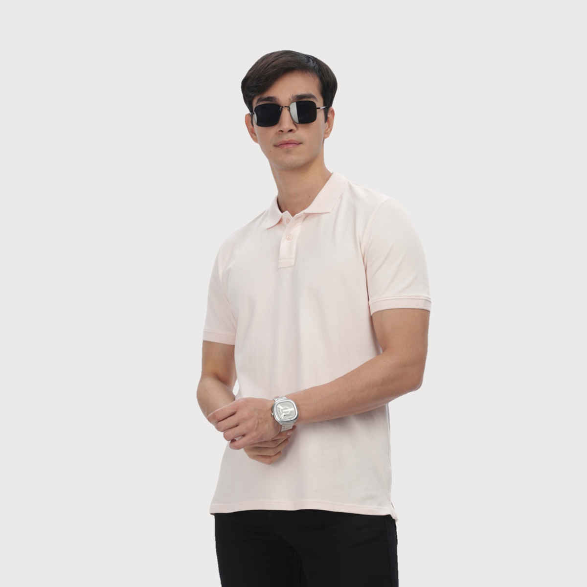 OUTLAWS Men's Premium Cotton Lycra Polo T-Shirt | Pink - XL