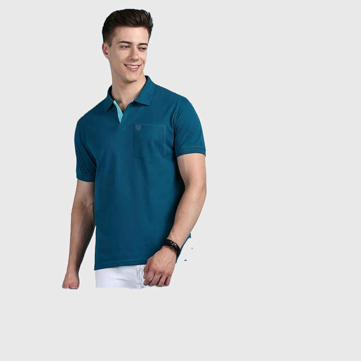 Lux Cozi Men's Solid Cotton Polo T-shirt with Pocket | Maroon - M