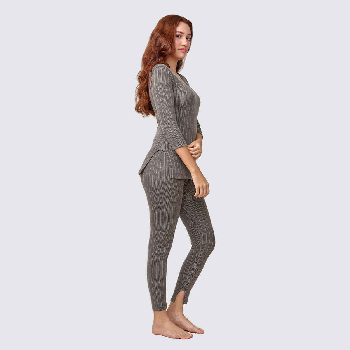 Lux Inferno Long Length Thermal Top And Bottom Set For Women | Charcoal | 90 | L
