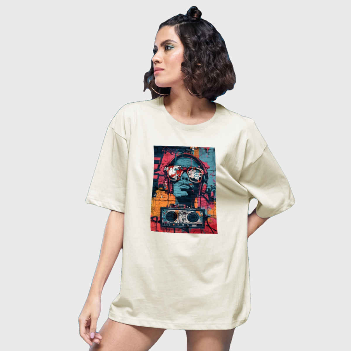 Smartees Womens Oversize Printed T-shirt | WW - 2025 | Skin | M