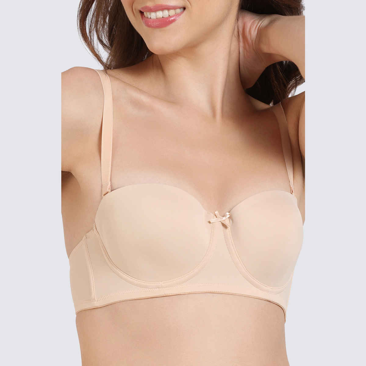 Zivame Women's Beautiful Basics Padded Wired 3/4th Coverage Strapless Bra | Toasted Almond - 36C