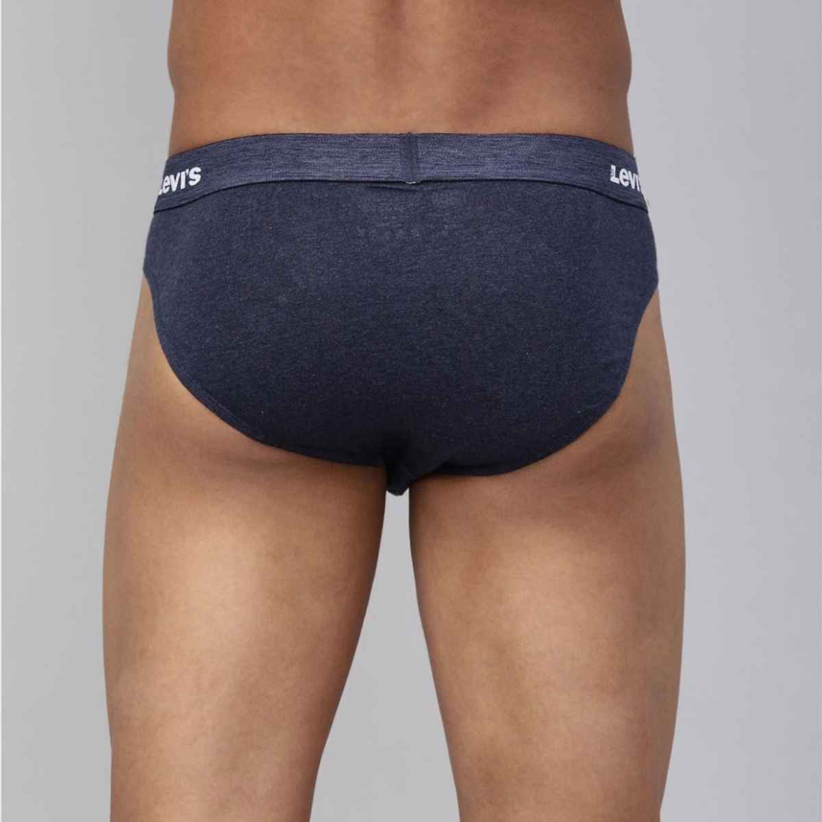 Levi's Innerwear Men's Solid Cotton Ultrasoft Waistband Brief | Light Grey and Navy - XL
