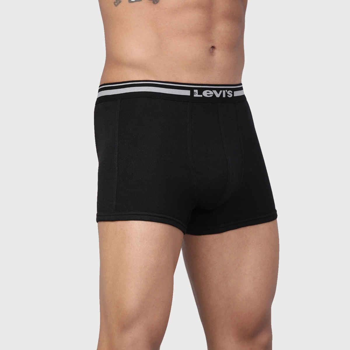 Levi's 003 Men's Comfort Trunk | Contoured Double Pouch | Pack of 2 | Lt. Grey Mel,Black | S