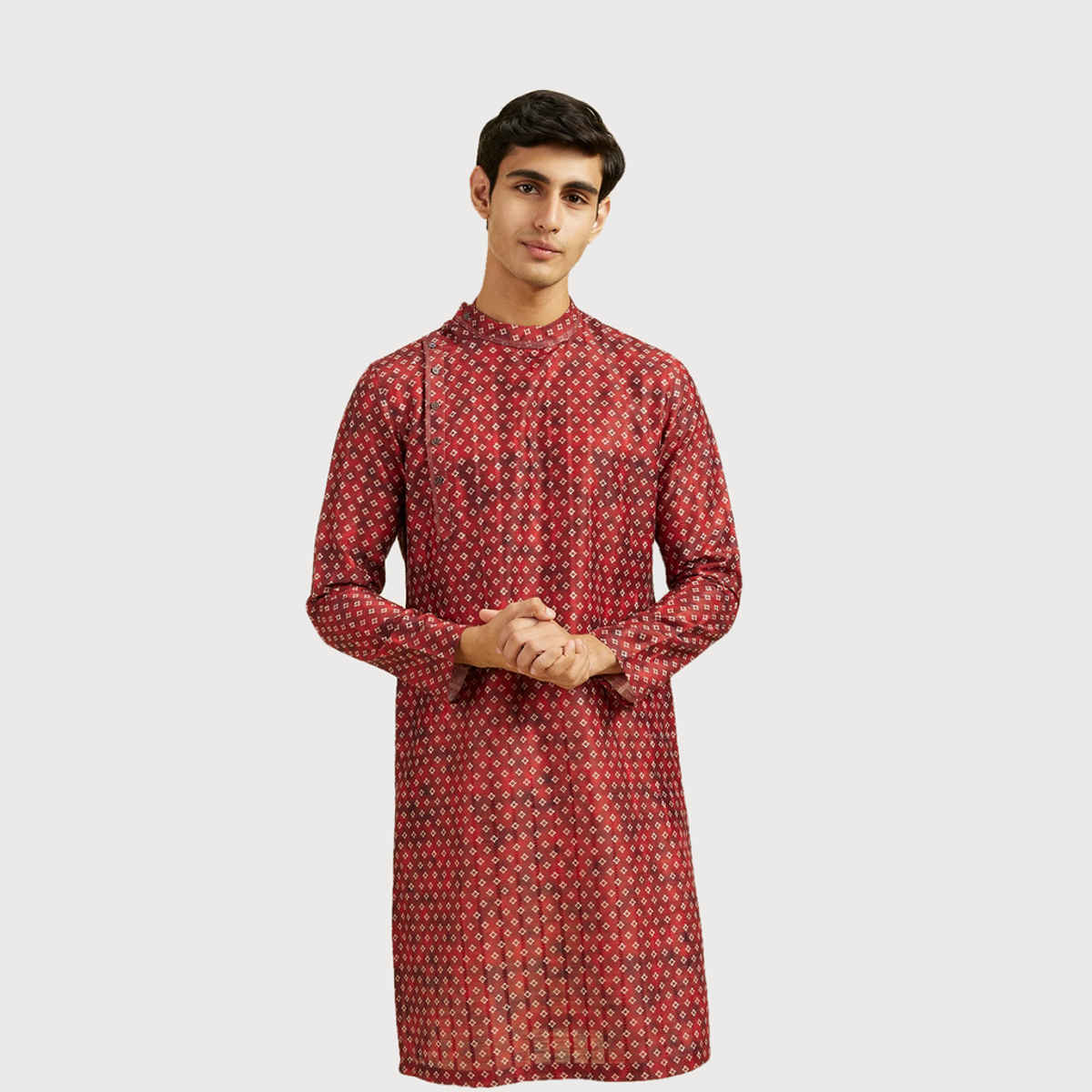 Diwas By Manyavar Rust Art Silk Printed Kurta Set | S