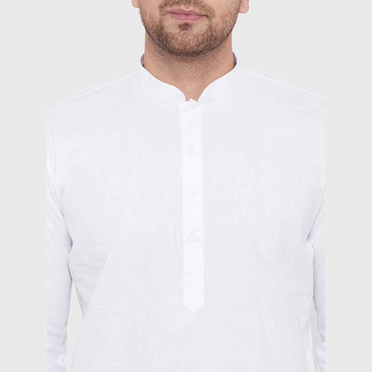 Vastramay Men's Cotton Kurta | White - L