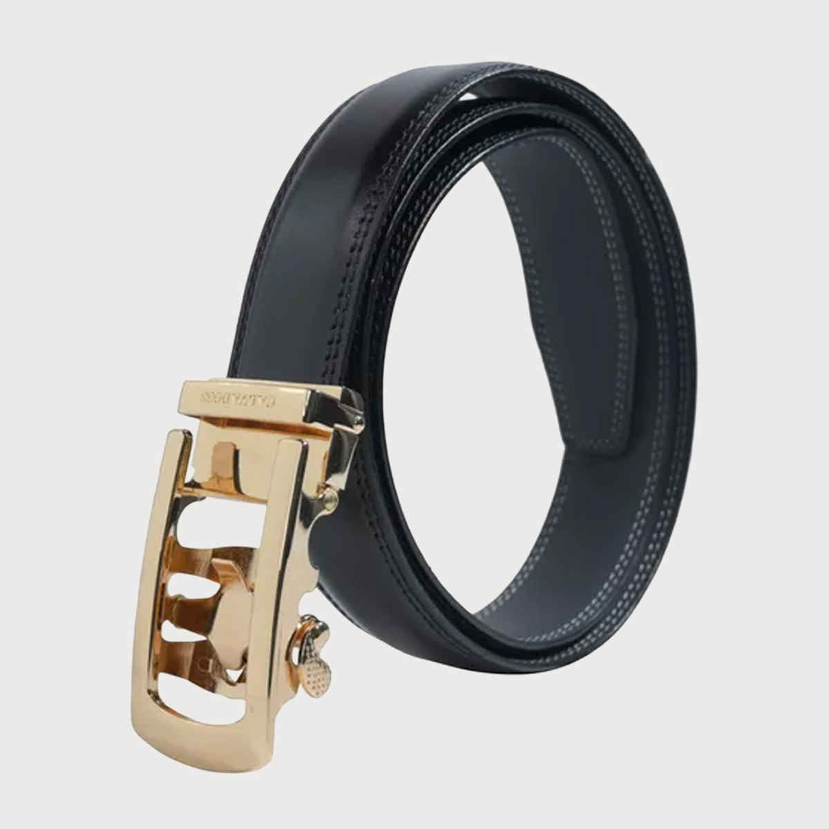 Calvadoss Men's Premium Comfort Fit Solid Gear PU Belt | Gold