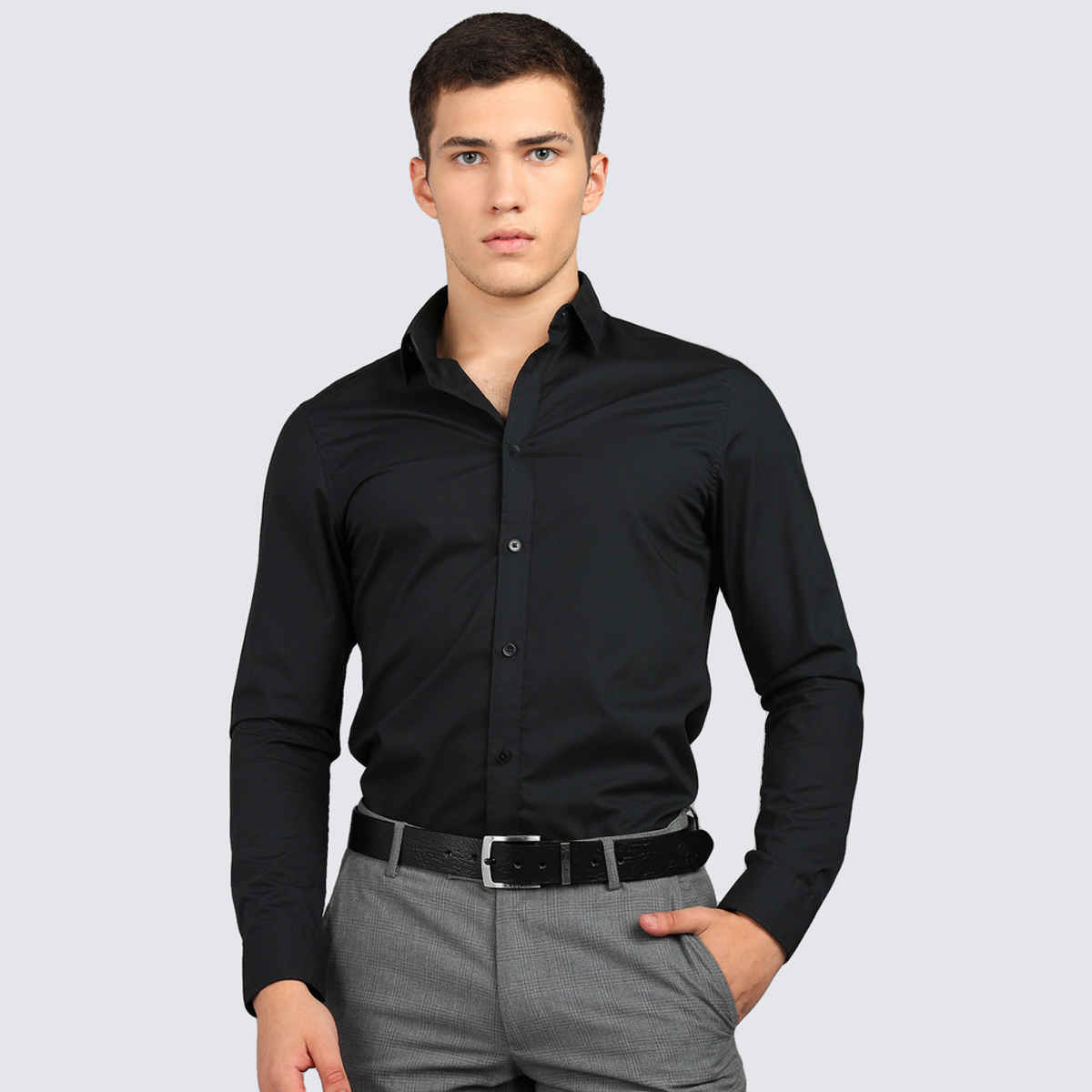 Kaezri Genuine Leather Black Textured Belt for Men | Katablcob - 34