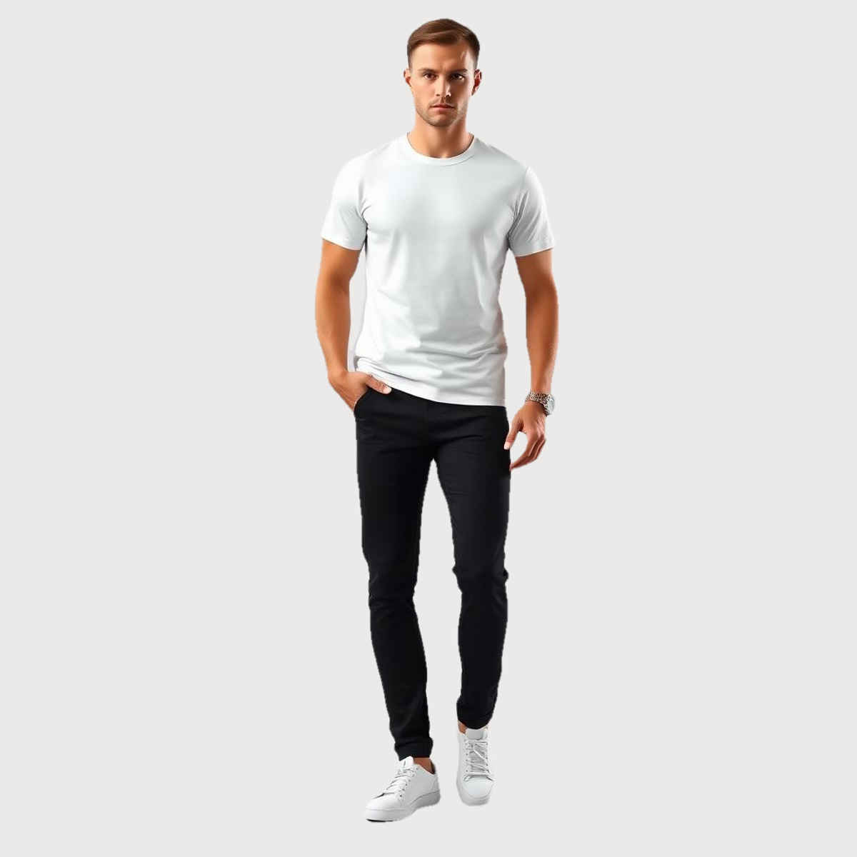 Springman Men Pure Cotton Solid Round Neck T-shirt | White - XL
