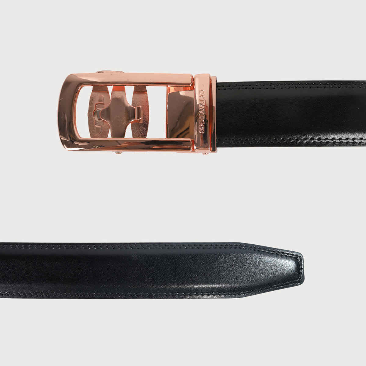 Calvadoss Men's Premium Comfort Fit Solid Gear PU Belt | Rose Gold