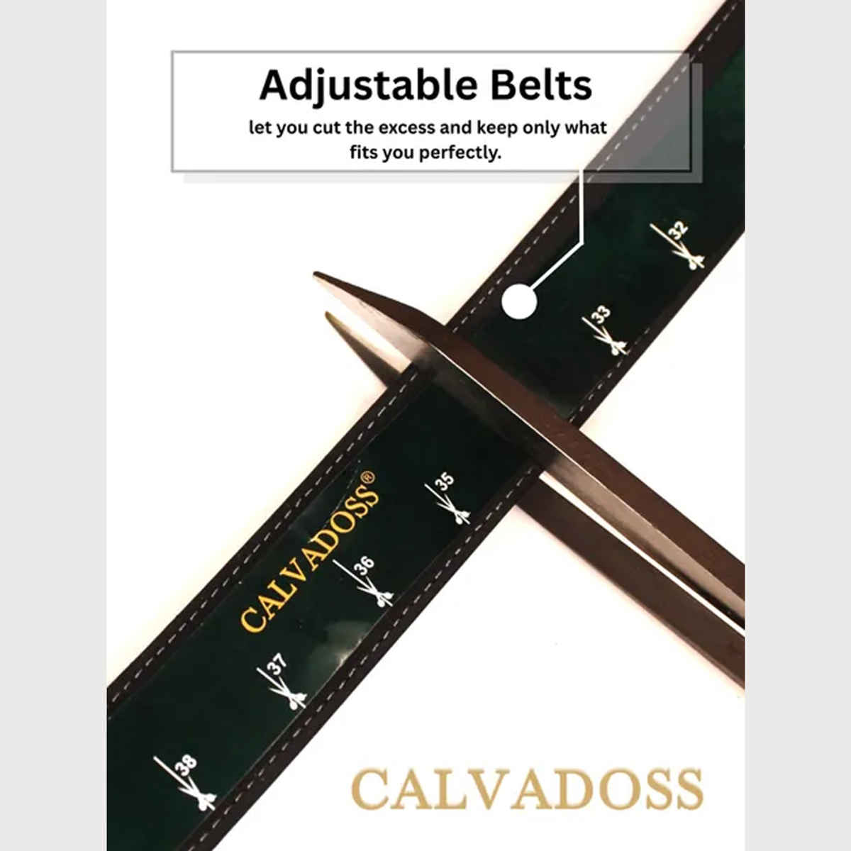 Calvadoss Men's Premium Comfort Fit Solid Gear PU Belt | Gold