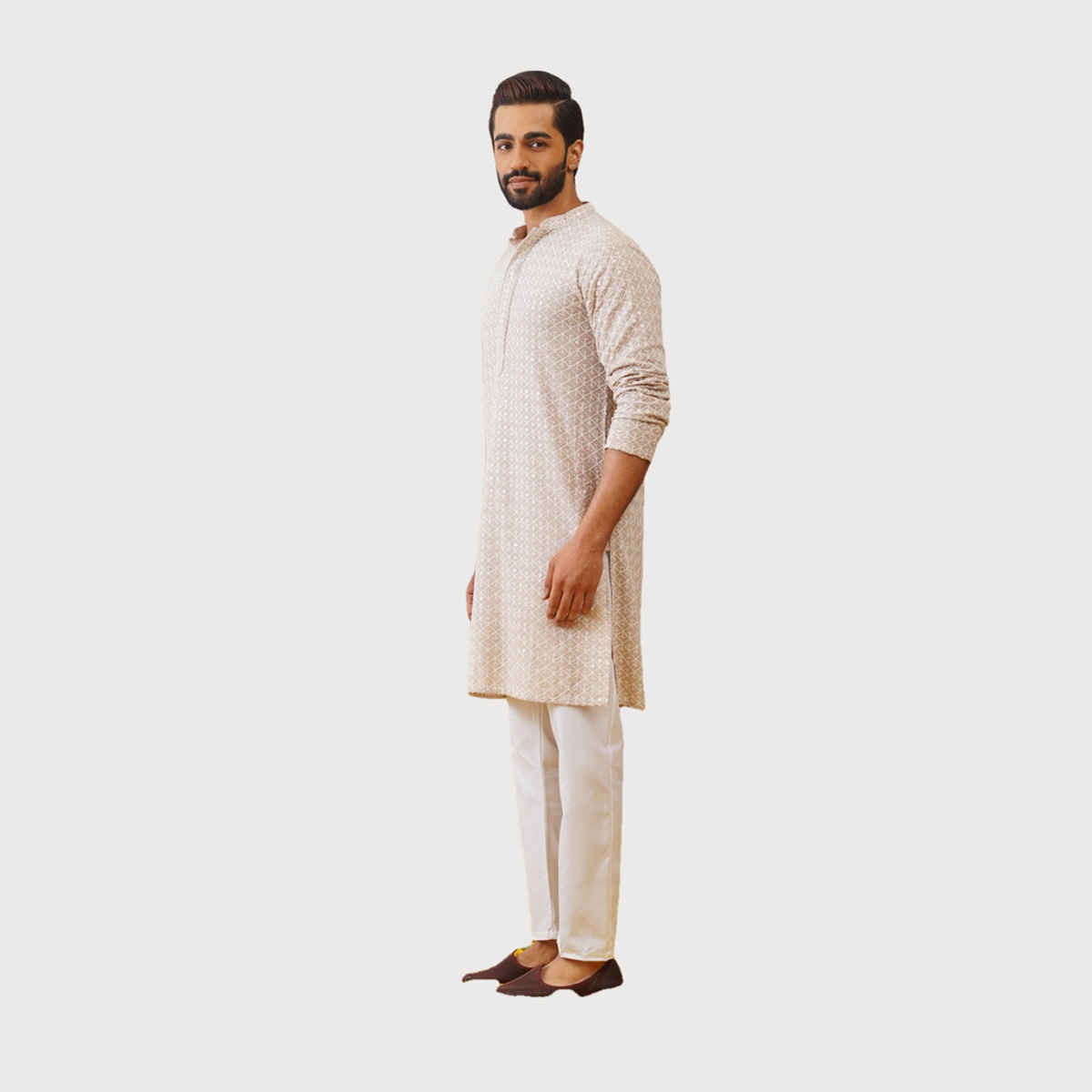Jompers Men's Kurta | Ko 5005 | Beige - S