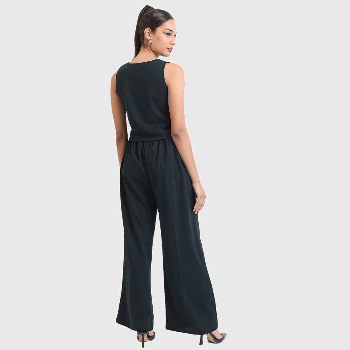 Ketch Women Sleeveless Waistcoat Wide Leg Trousers Co-ords | Blue | L