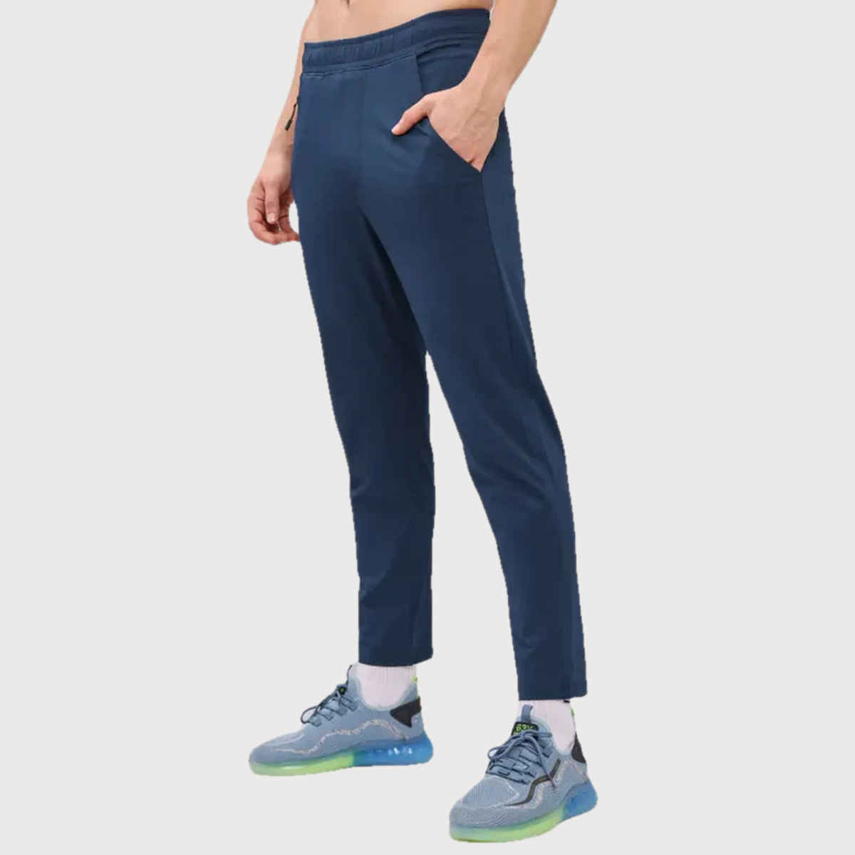 Technosport Men Poly Solid Relax Fit Sports Trackpants with ELASTO PLUS | Navy | XL