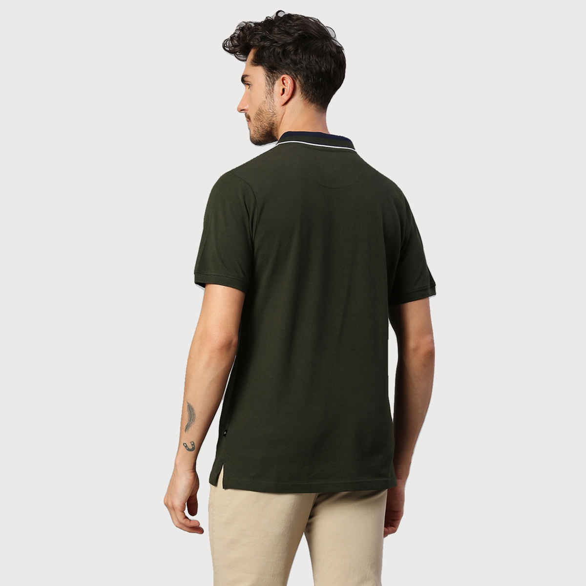 Dennis Lingo Men's' Solid Half Sleeve Polo T-shirt | Green | S