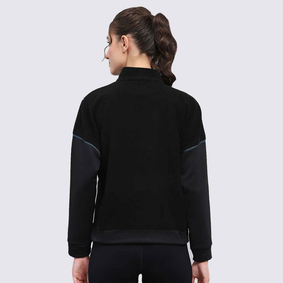 Rock.It By Monte Carlo Womens Solid Black Mock Neck Full Sleeve Sweatshirt | 2240102697-2-36 | M