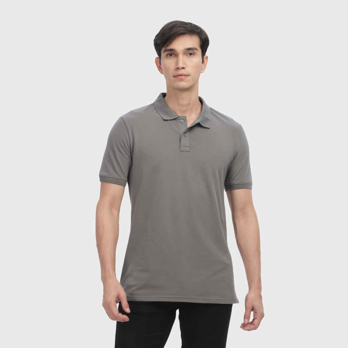 OUTLAWS Men's Premium Cotton Lycra Polo T-Shirt | Grey - XL