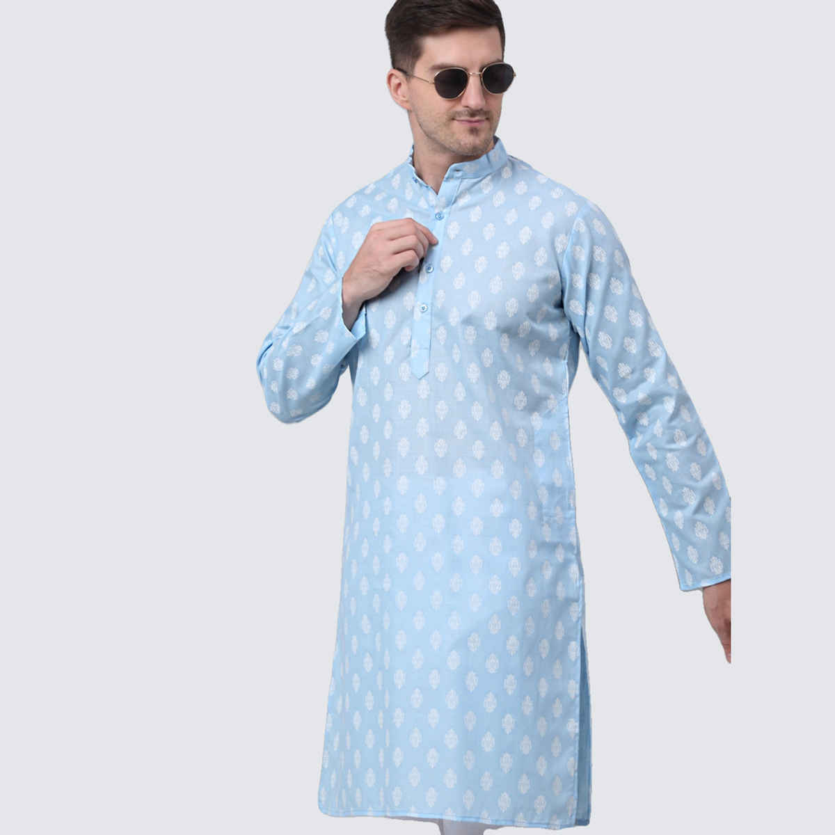 Jompers Men's Kurta | Ko 650 | Sky - XL