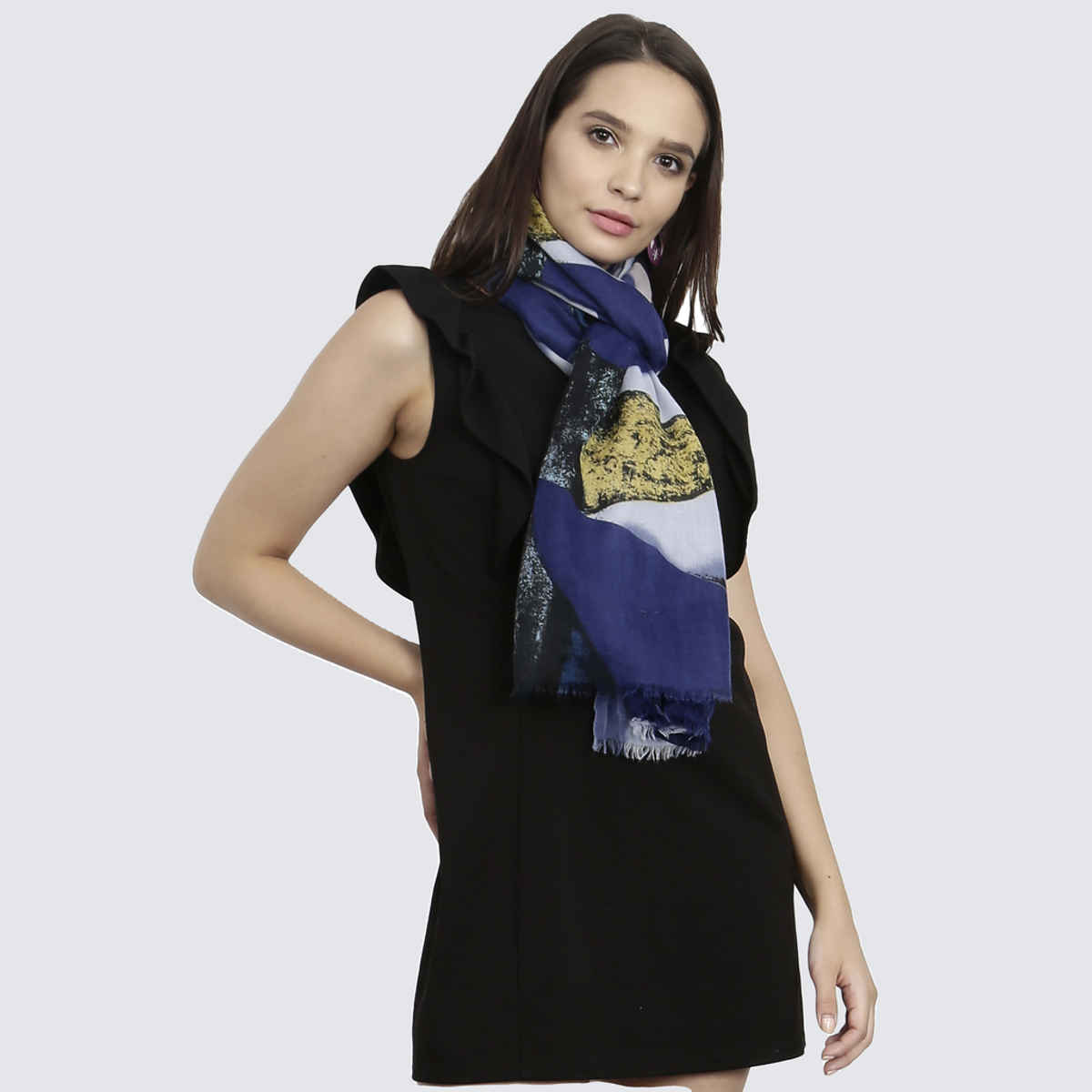 Fabseasons Women's Cotton Viscose Blend Scarf | Blue - One Size