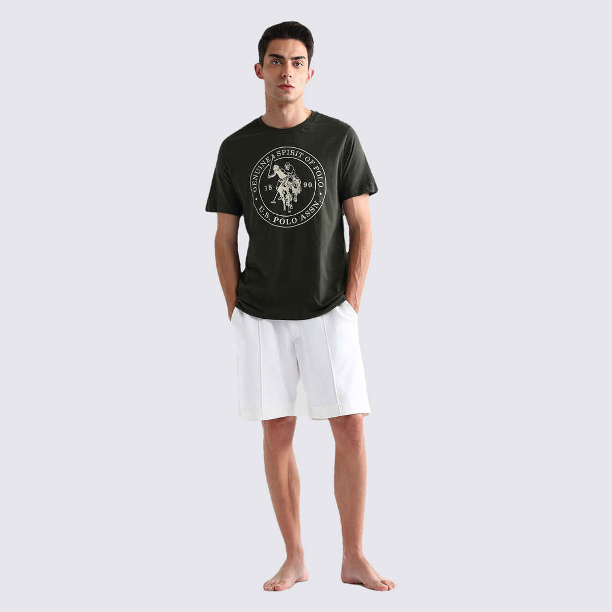 U.S. Polo Assn. Men's Comfort Fit Printed Lounge T-Shirt | Olive - XL